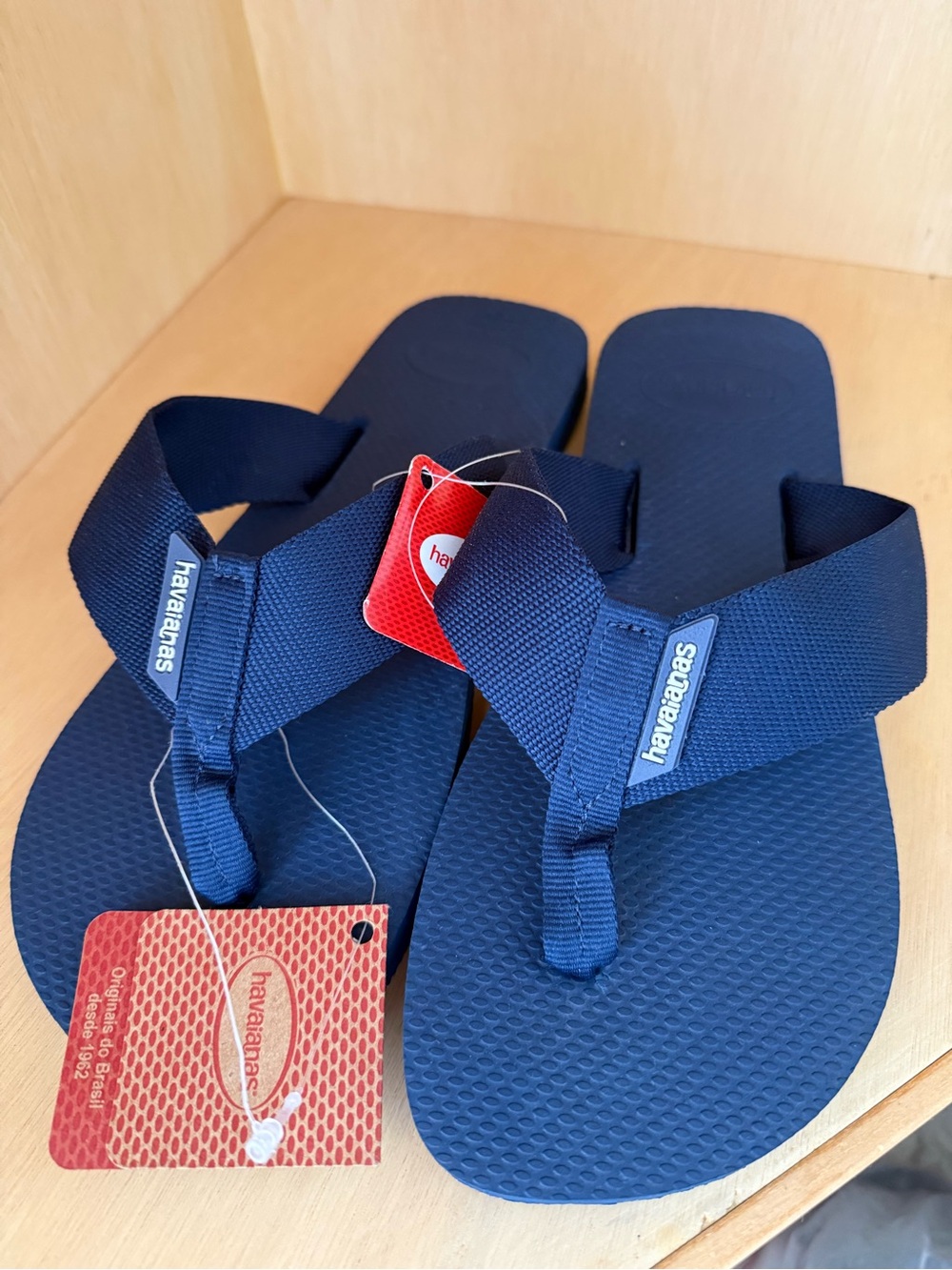 Havaianas Urban Basic Men's Flip Flops Indigo Blue Fabric Strap Sandals NEW